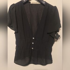 Elegant Slightly Sheer Black Top